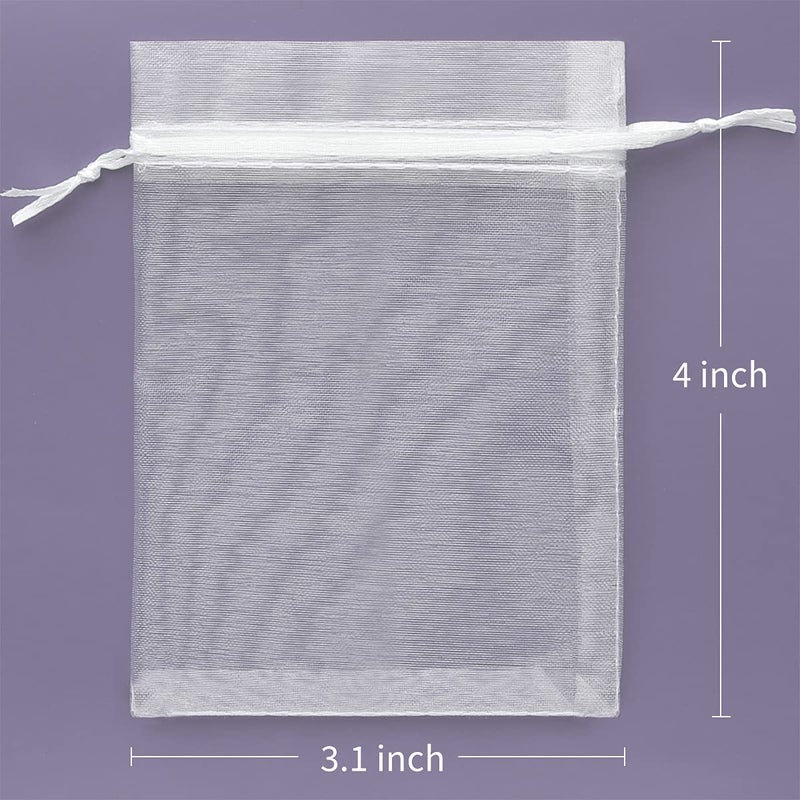 Akstore 50PCS Premium Sheer Organza Gift Bags  3X4 inch Elegant Jewelry Pouches  Wedding Favors  Christmas Party Decorations  Bathroom Soaps & Makeup Wrapping Supplies (White) - Image 2